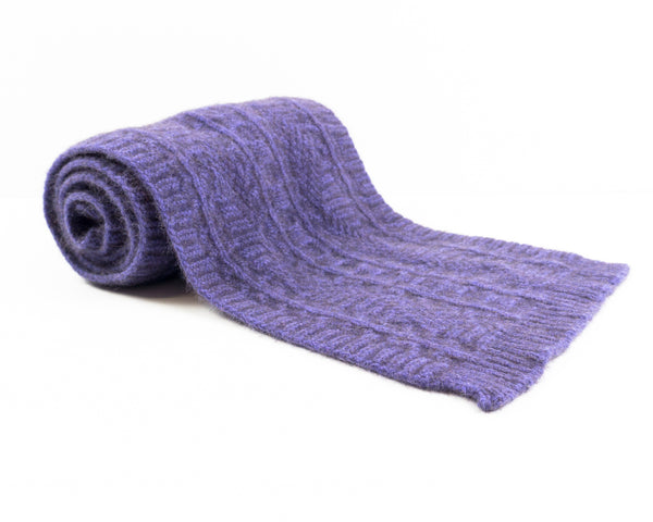 Cable Knit Possum Merino Scarf in Heather